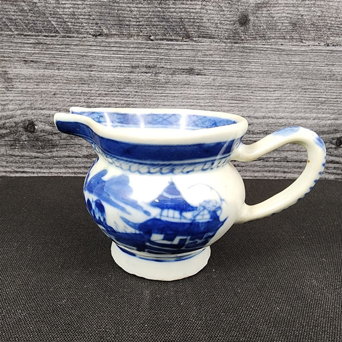 Snout-Nosed Creamer 3” By Canton Antique Chinese Export Blue White Porcelain