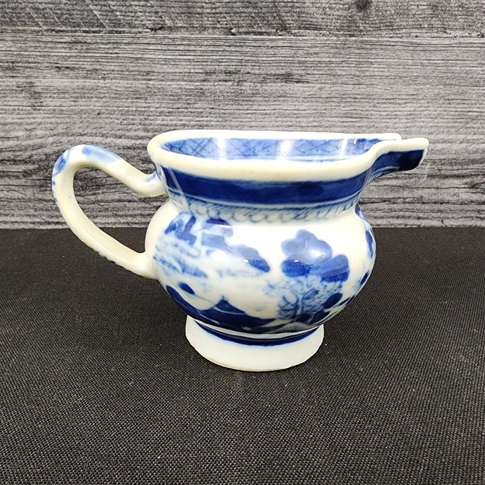 Snout-Nosed Creamer 3” By Canton Antique Chinese Export Blue White Porcelain