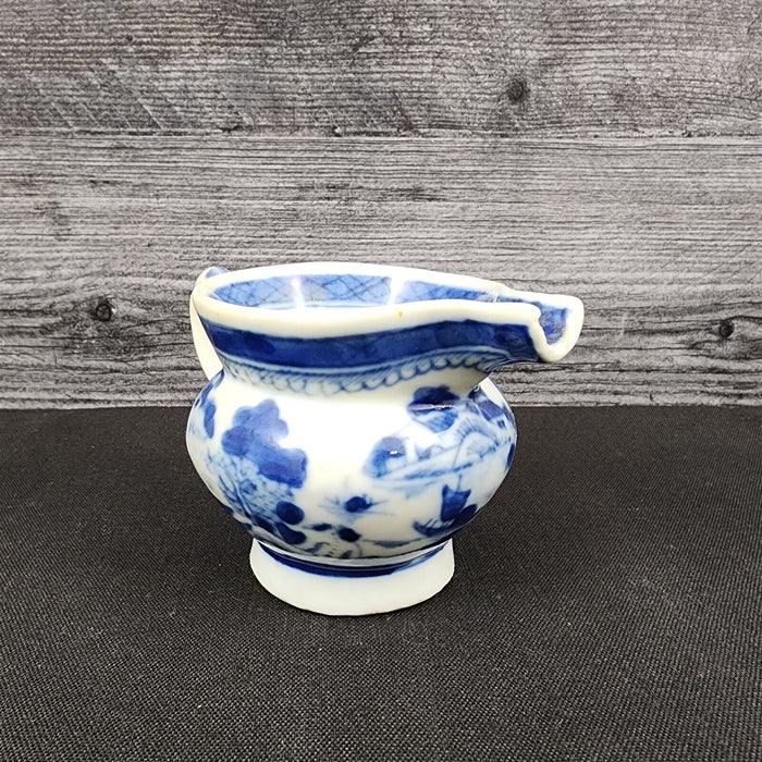 Snout-Nosed Creamer 3” By Canton Antique Chinese Export Blue White Porcelain