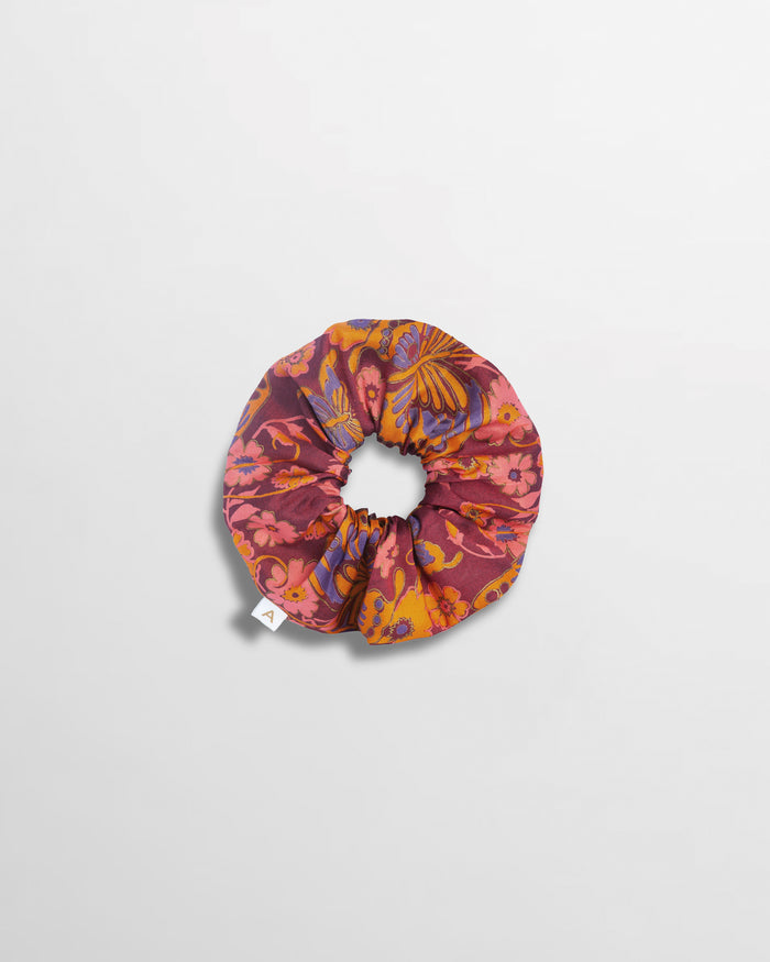 Soleil Floral Print Silk Scrunchie - Butterfly
