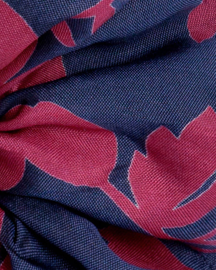 Soleil Floral Print Silk Scrunchie - Navy Floral