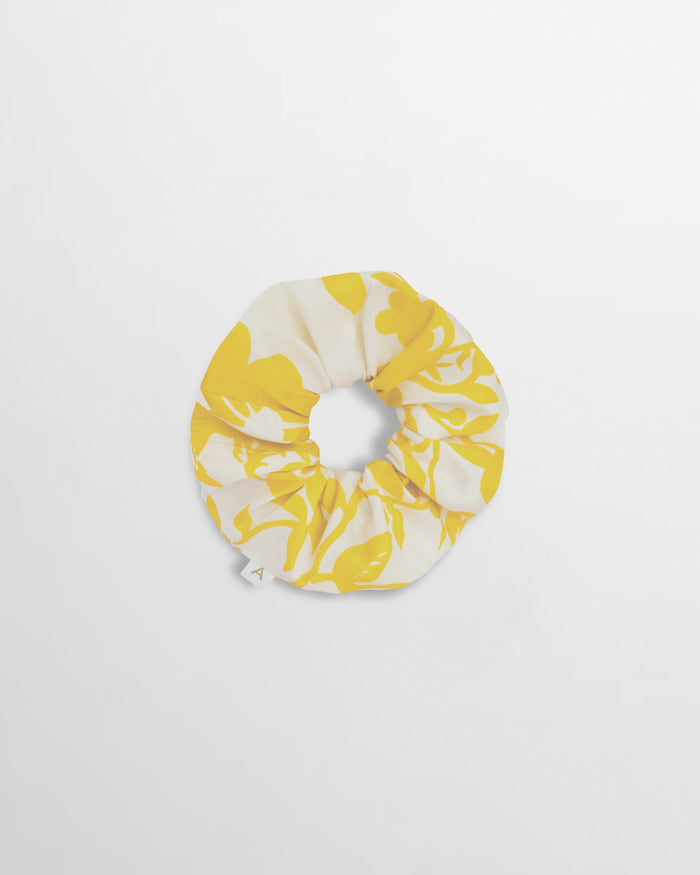 Soleil Floral Print Silk Scrunchie - Sunny Floral