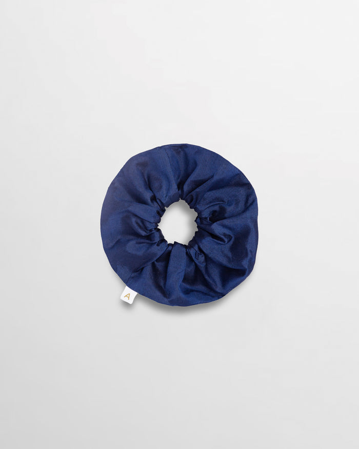 Soleil Solid Silk Scrunchie - Navy
