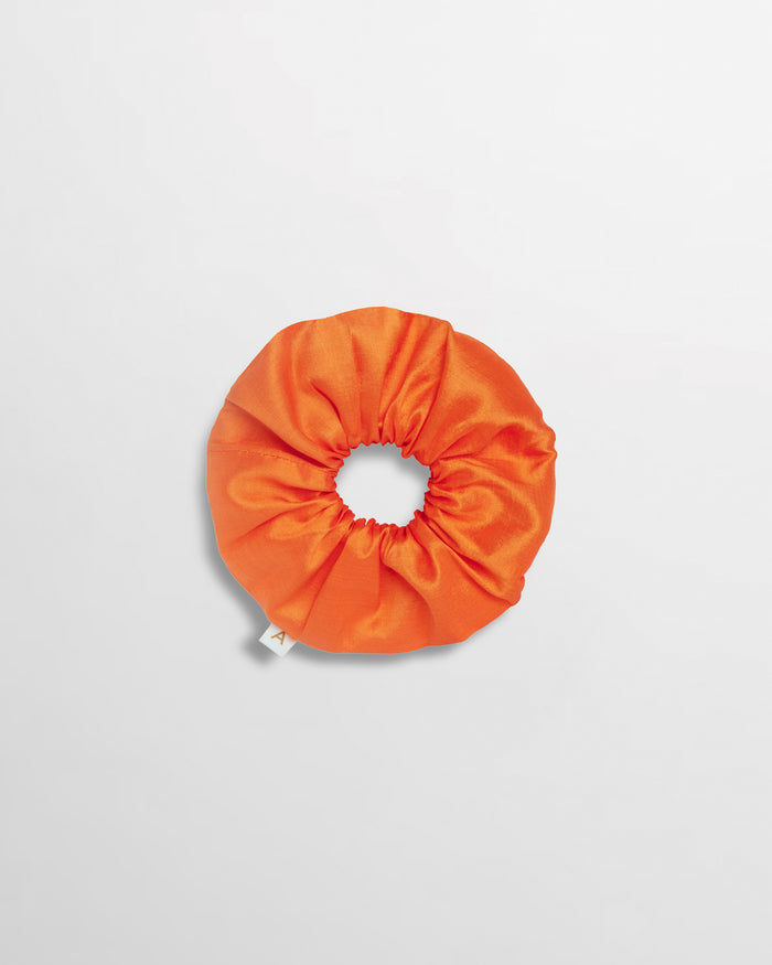 Soleil Solid Silk Scrunchie - Tangerine