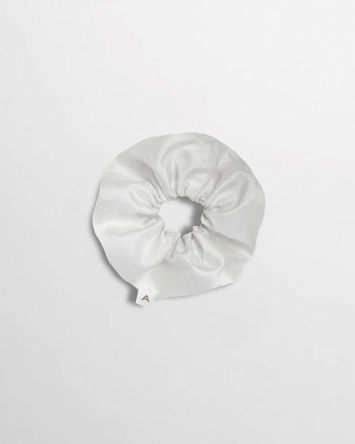 Soleil Solid Silk Scrunchie - White