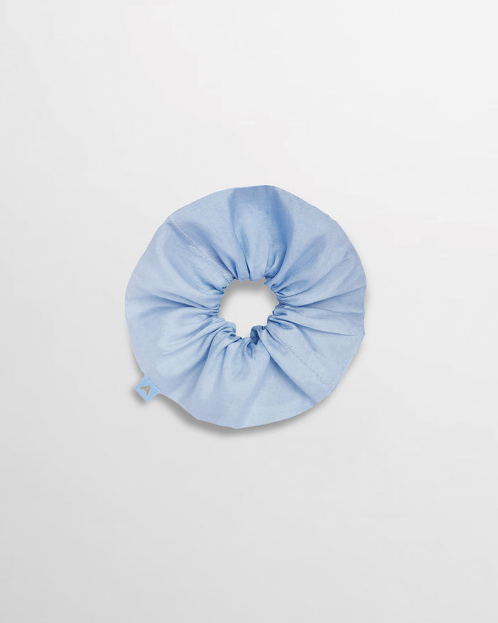 Soleil Solid Silk Scrunchie -Cornflower
