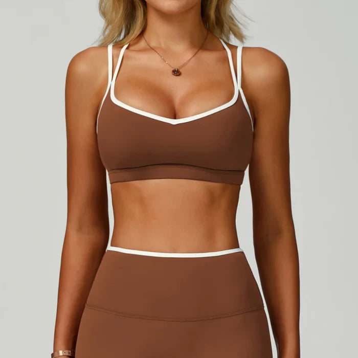 SPARK Women's Color Block Double Straps Yoga Sports Bra ZC9238