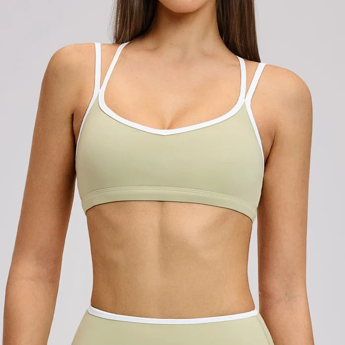 SPARK Women's Color Block Double Straps Yoga Sports Bra ZC9238