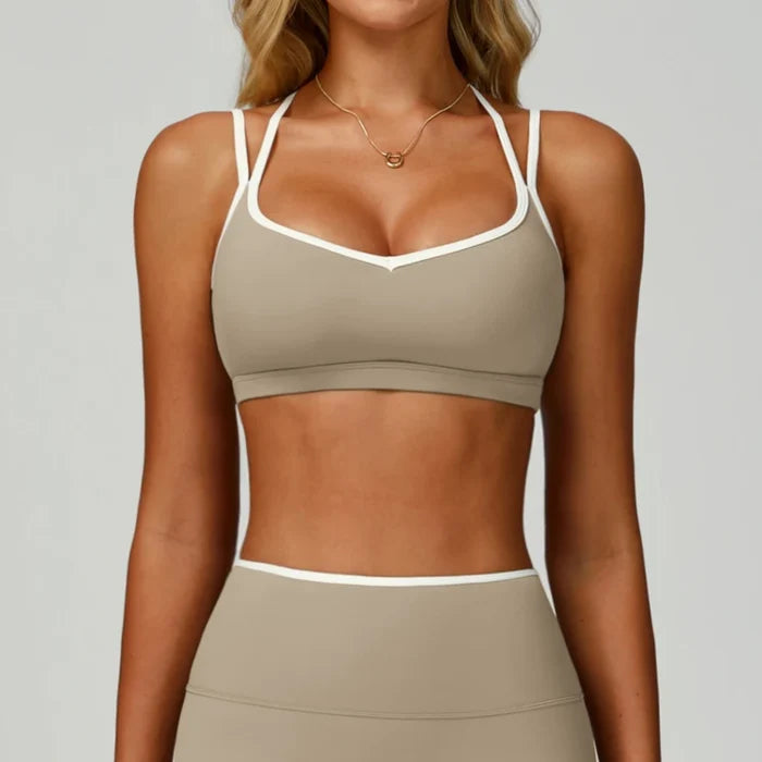SPARK Women's Color Block Double Straps Yoga Sports Bra ZC9238