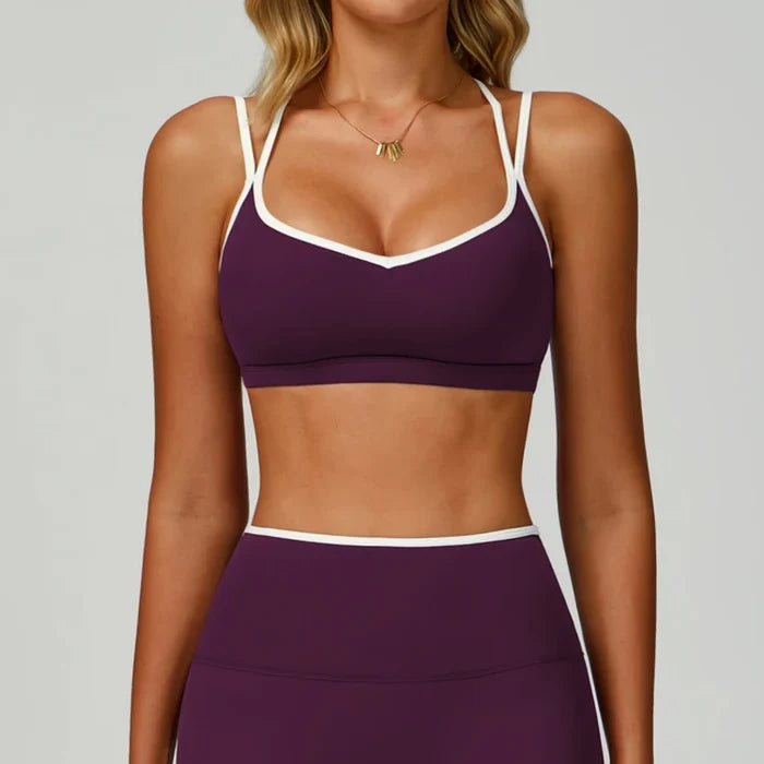 SPARK Women's Color Block Double Straps Yoga Sports Bra ZC9238