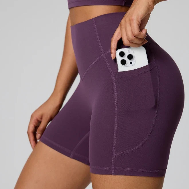 SPARK Women's High Waist Shaping Yoga Shorts with Pocket FYD247