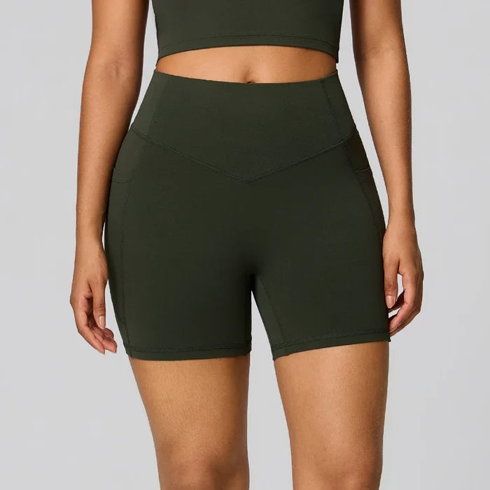 SPARK Women's High Waist Shaping Yoga Shorts with Pocket FYD247