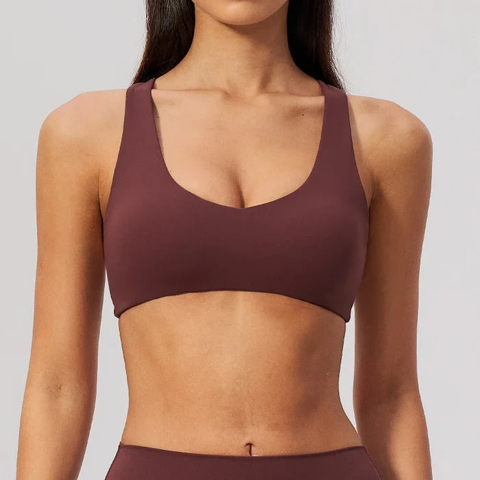 SPARK Women's Wide Halter Straps Cross Back Yoga Workout Bra ZC5558