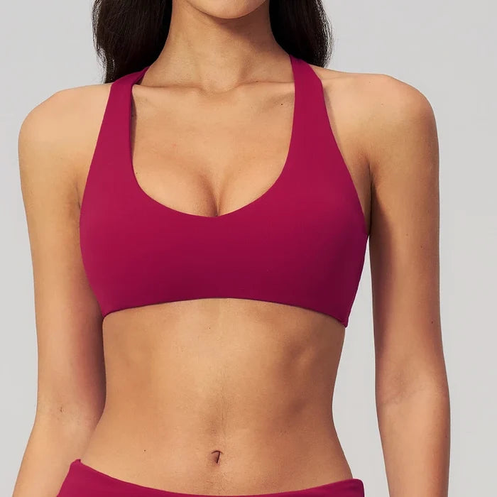 SPARK Women's Wide Halter Straps Cross Back Yoga Workout Bra ZC5558