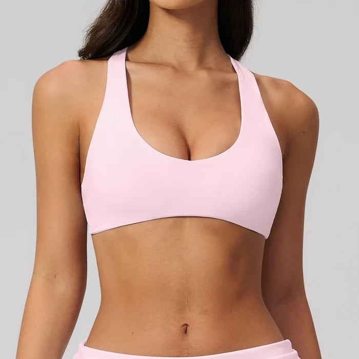 SPARK Women's Wide Halter Straps Cross Back Yoga Workout Bra ZC5558