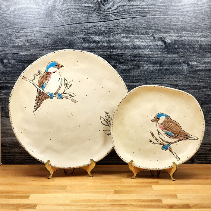 Spring Bird Set of 2 Plate Dinner and Salad Embossed Decorative by Blue Sky