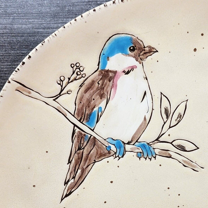 Spring Bird Set of 2 Plate Dinner and Salad Embossed Decorative by Blue Sky
