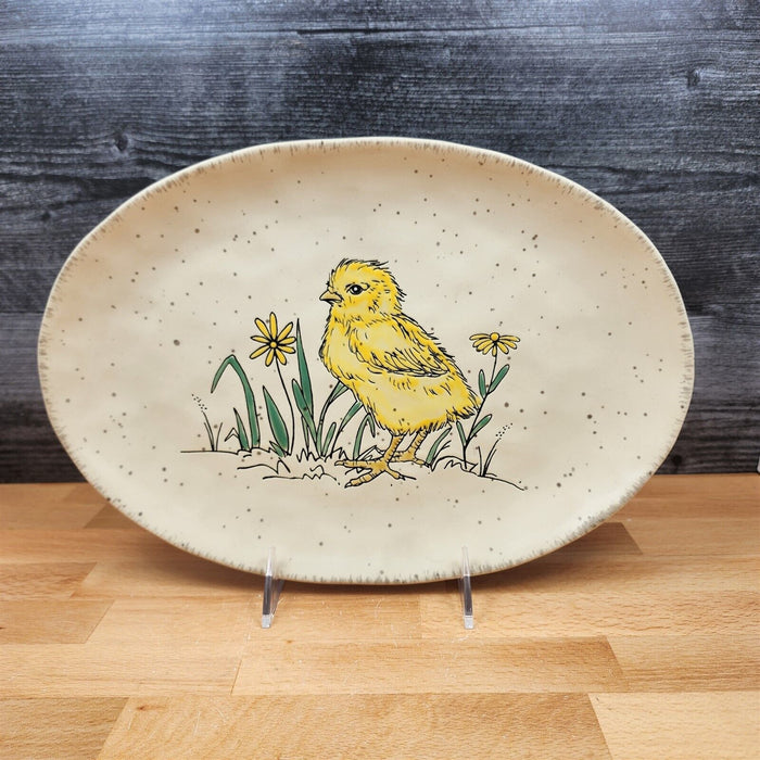 Spring Chick Serving Plate Embossed Oval Platter by Blue Sky 12"