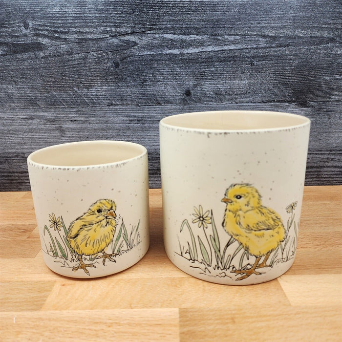 Spring Chics Canister Set by Blue Sky 4" & 5" Embossed Ceramic Home Décor Pots