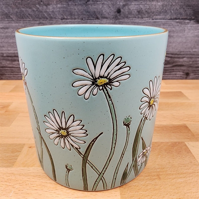 Spring Daisy & Bee Canister Embossed Set by Blue Sky 4" & 5" Kitchen Flower Pot
