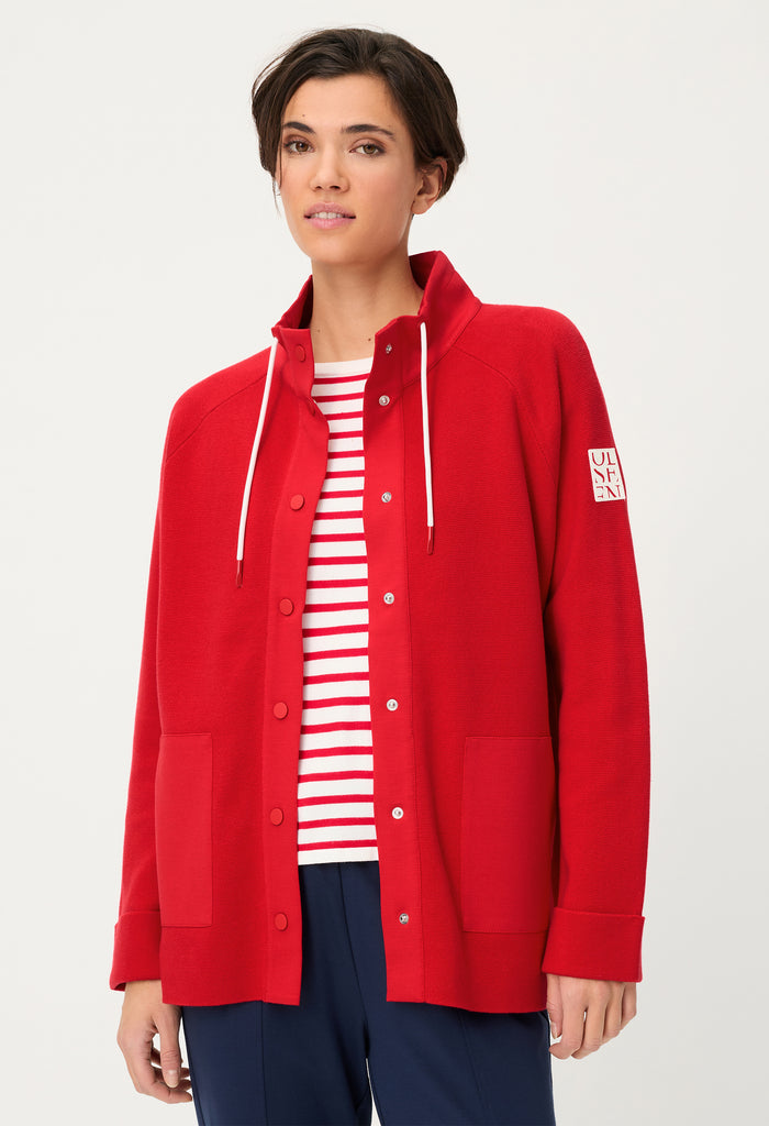 Stand-Up Collar Knit Cardigan
