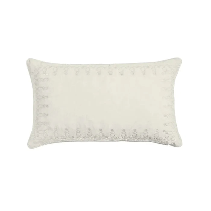 Stella Faux Silk Velvet Embroidered Lumbar Pillow