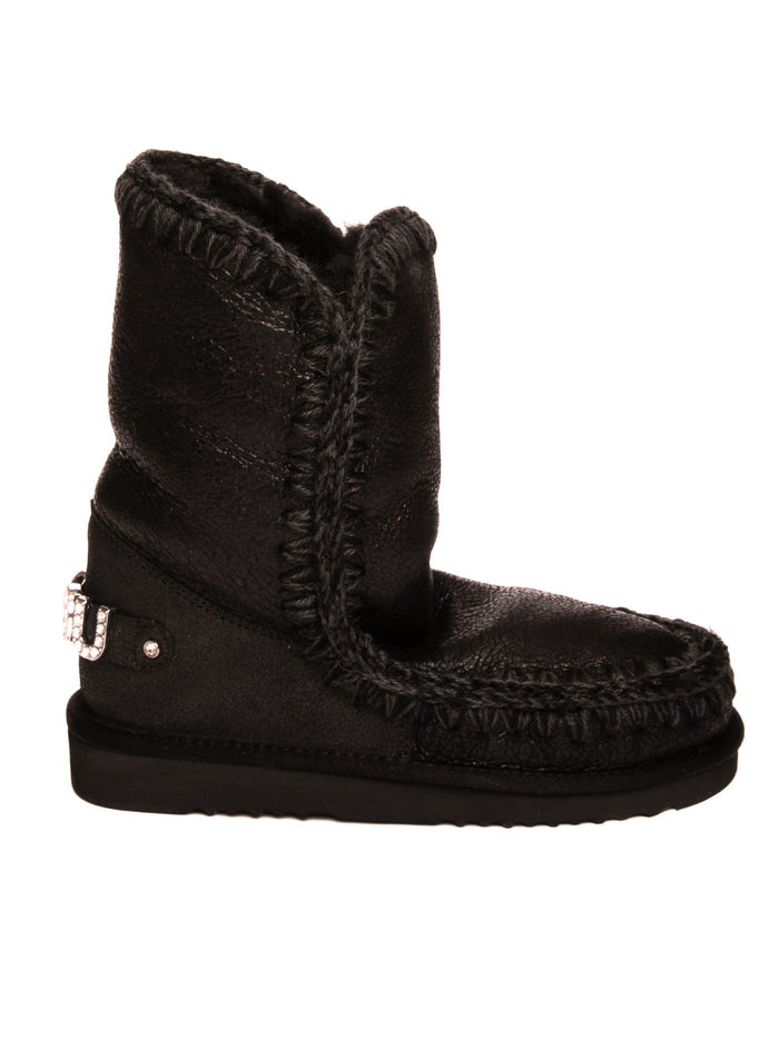 MOU stivaletto eskimo 24 nero logo metal<BR/> ESKIMO 24 RHINESTONES LOGO 101037B-CBKG