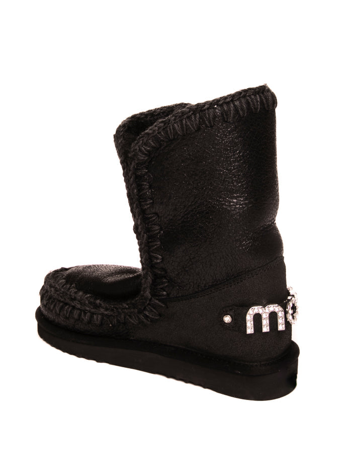 MOU stivaletto eskimo 24 nero logo metal<BR/> ESKIMO 24 RHINESTONES LOGO 101037B-CBKG