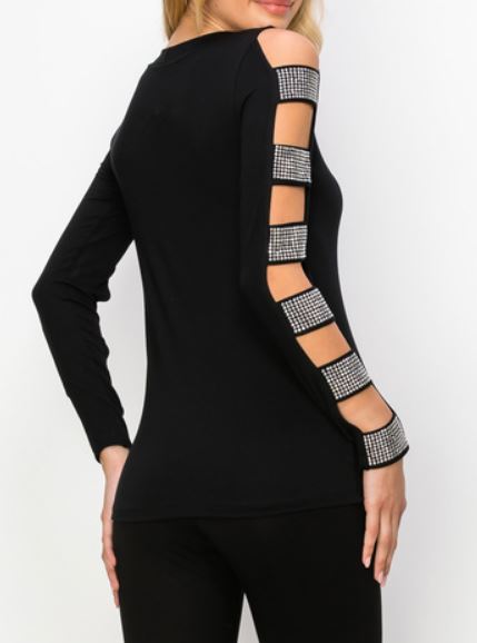 STONE CUT OUT LONG SLEEVE TOP