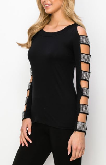 STONE CUT OUT LONG SLEEVE TOP