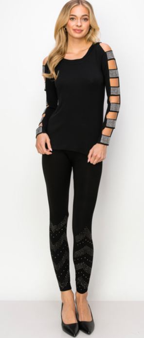 STONE CUT OUT LONG SLEEVE TOP
