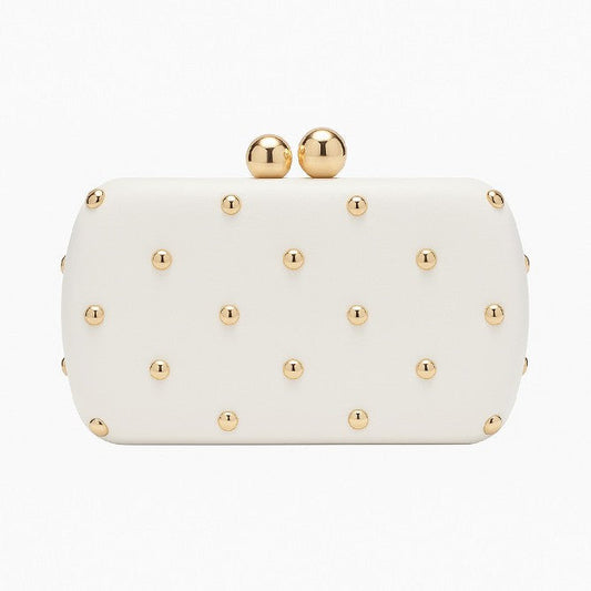stud-embellished box clutch with kiss-lock closure – LUMIÈRE