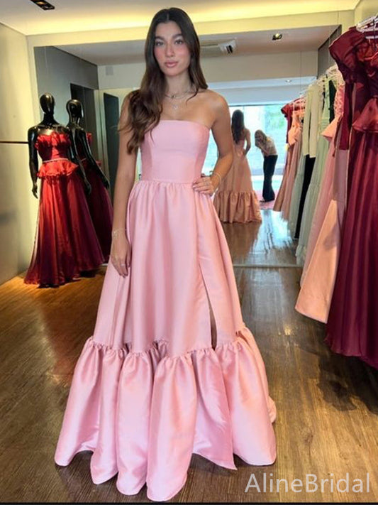 Stunning Pink Strapless A-line Long Prom Ball Gown, Evening Dress, PD38110