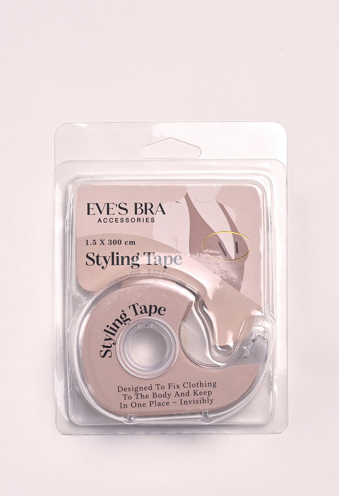 Packaged styling tape with visible branding on a white background
