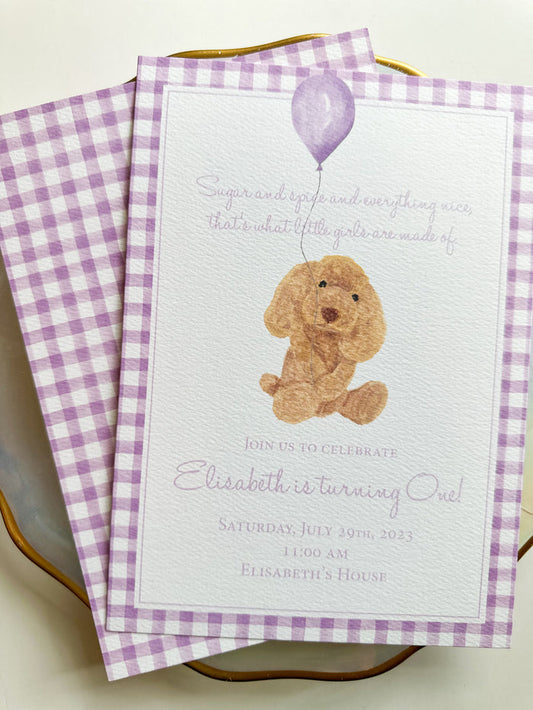 Sugar and Spice Puppy Invitation {lavender}