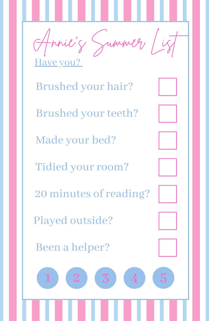 Summer Chore Chart