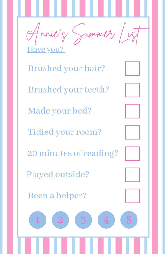 Summer Chore Chart