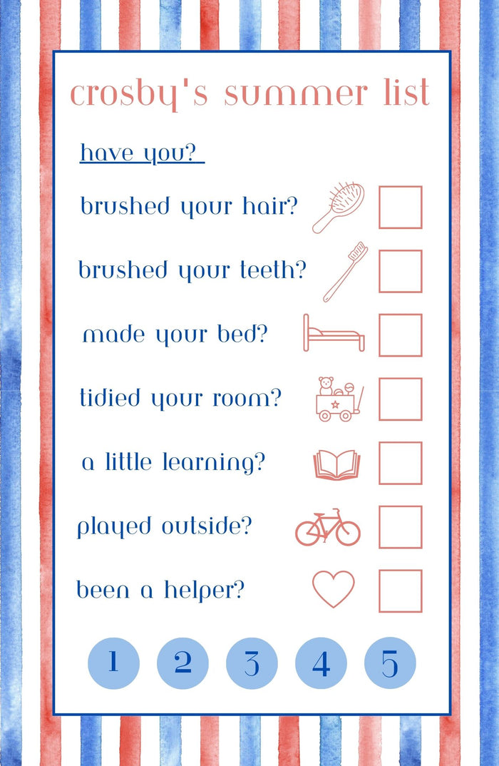 Summer Chore Chart