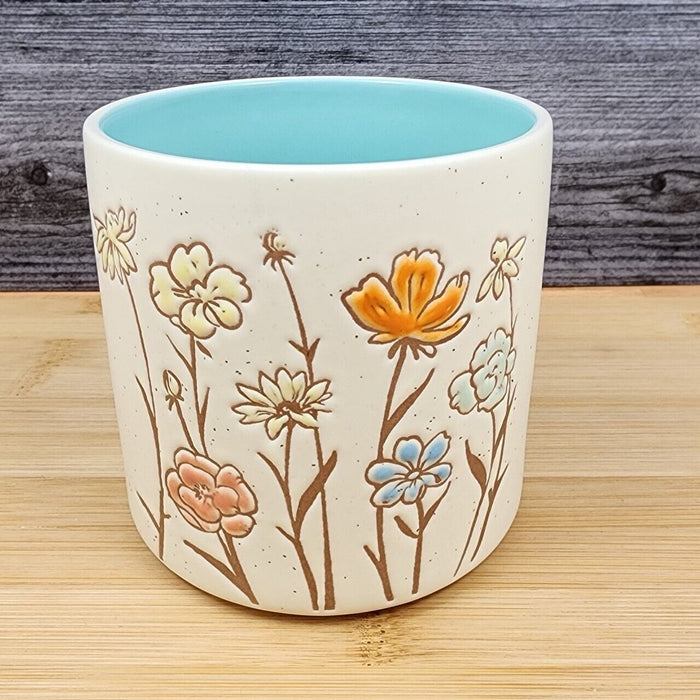 Summer Flower Canister Embossed by Blue Sky 4" Decorative Kitchen Jar Flower Pot