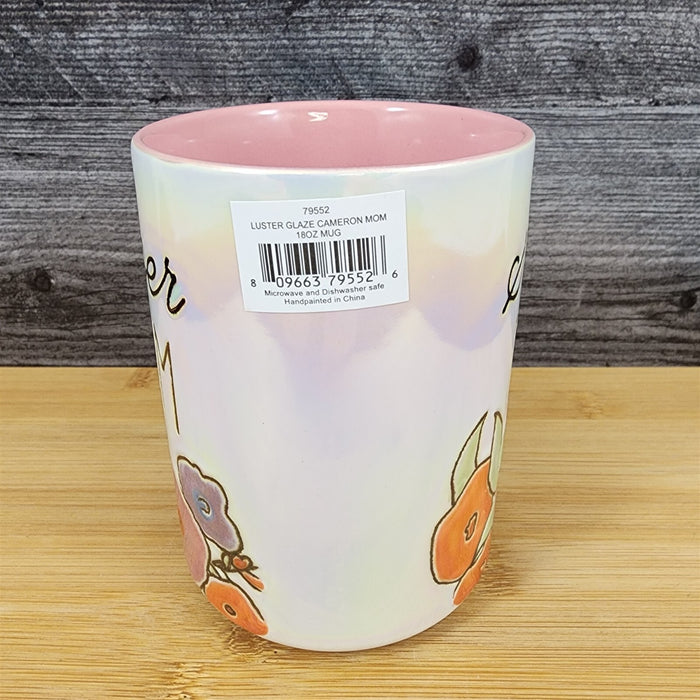 Super Mom Coffee Mug Ceramic Embossed White Floral Tea Cup Mother by Blue Sky
