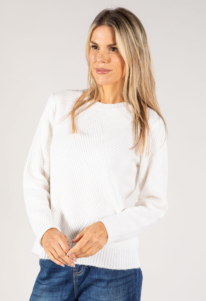 Super Soft Geometric Self Diamond Design Pullover