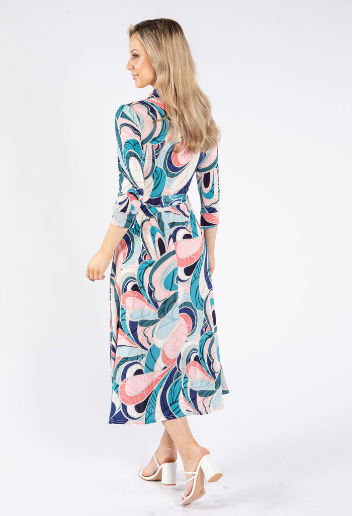 Swirl Print Tie Waist Dress