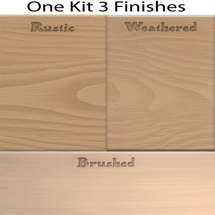 Swatch of Retique It Wood'n Finish Kit in Pickled Oak stain showing natural wood finish and color options on sample wood.