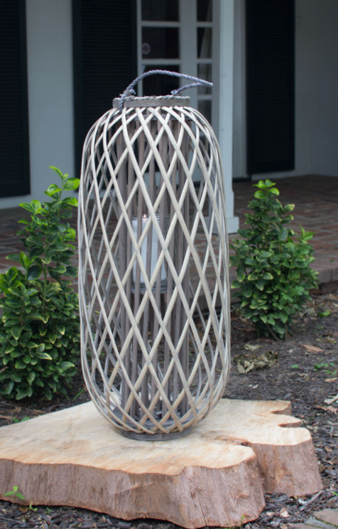 Tall Grey Willow Lantern w/ Glass - 4 sizes