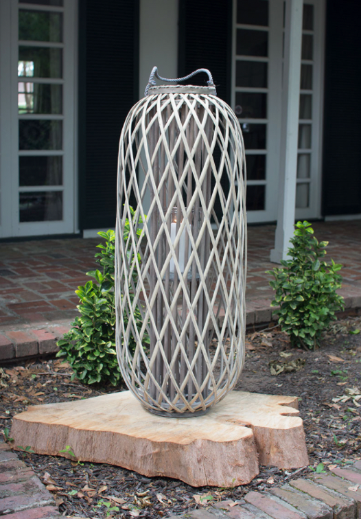 Tall Grey Willow Lantern w/ Glass - 4 sizes