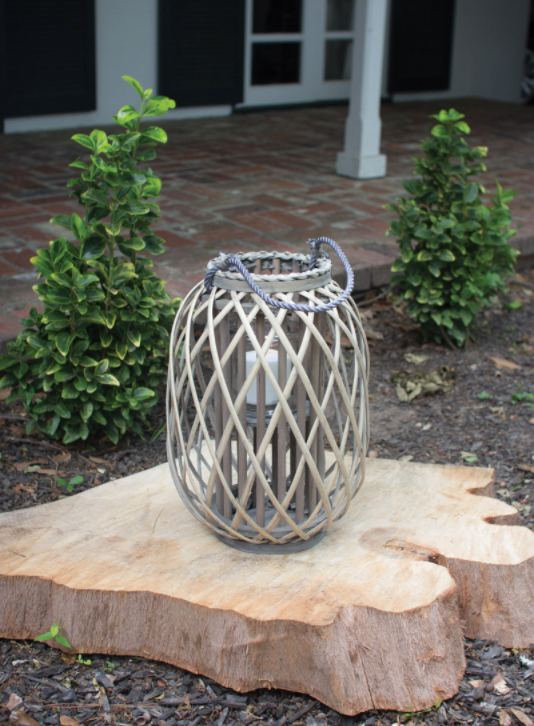 Tall Grey Willow Lantern w/ Glass - 4 sizes