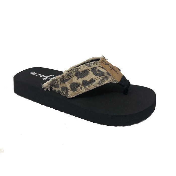 Tan Animal Print Flip Flops
