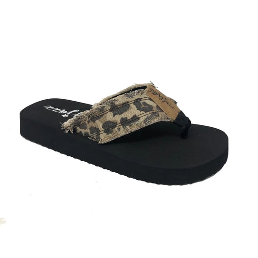 Tan Animal Print Flip Flops