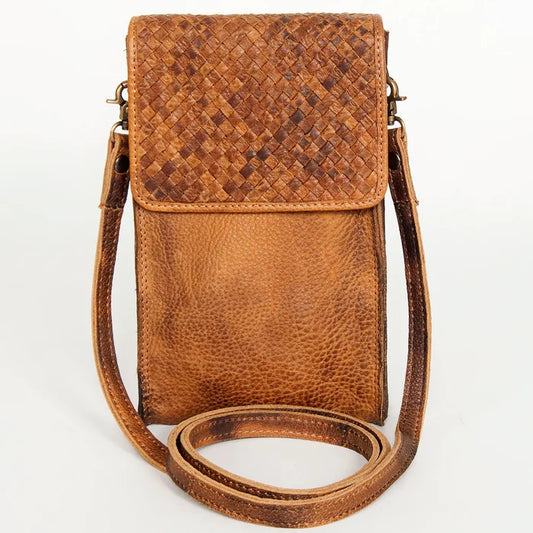 Tan Vintage Handmade Phone Crossbody