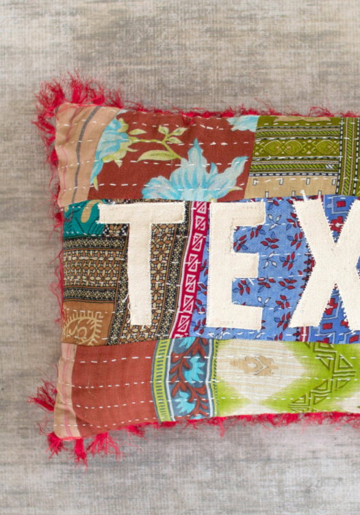 Texas Kantha Pillow